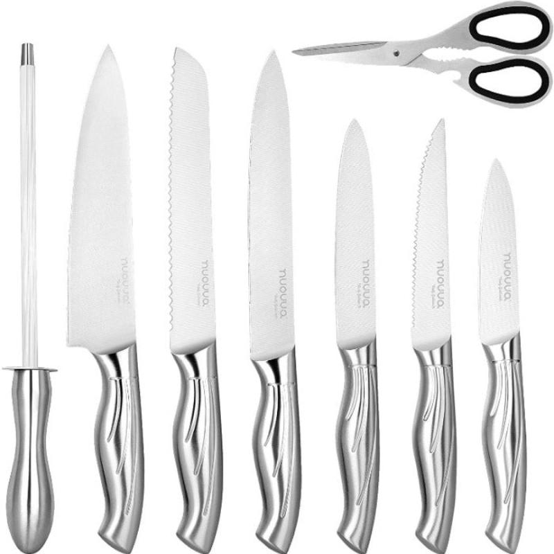 Stainless Steel Knife Set with Hardwood Block (Multiple Quantities: 5pcs, 14pcs), by Nuovva