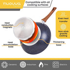 Induction Non-Stick Wok Pan – Deep Stir Fry Pan With Lid - 28cm, by Nuovva