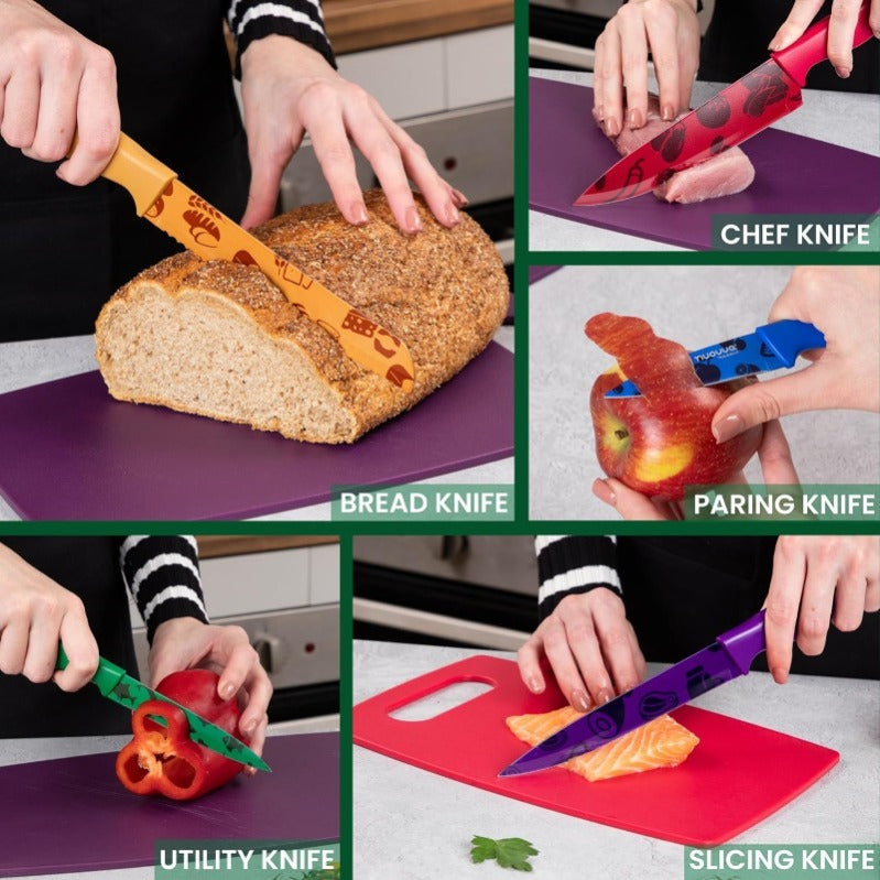 Granite Non-Stick Kitchen Knife Set 5pcs - Multiple Colours, by Nuovva