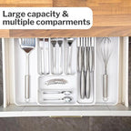 White Expandable Cutlery Drawer Organiser Divider, by Nuovva