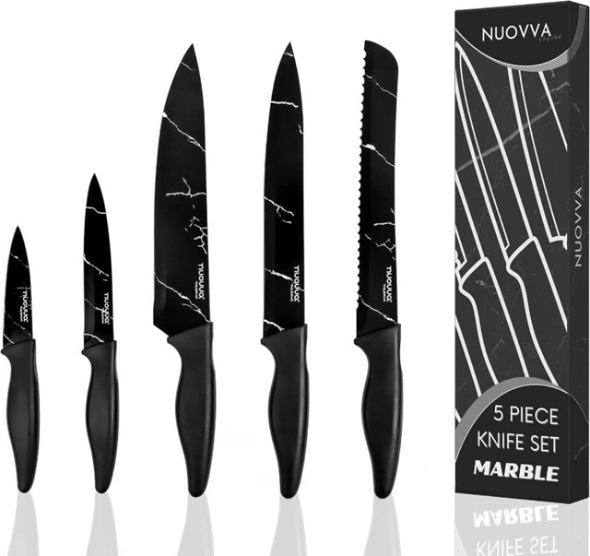 Granite Non-Stick Kitchen Knife Set 5pcs - Multiple Colours, by Nuovva