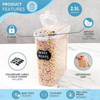 Airtight BPA-Free Cereal Food Storage Containers 2.5L - 3Pcs, by Nuovva