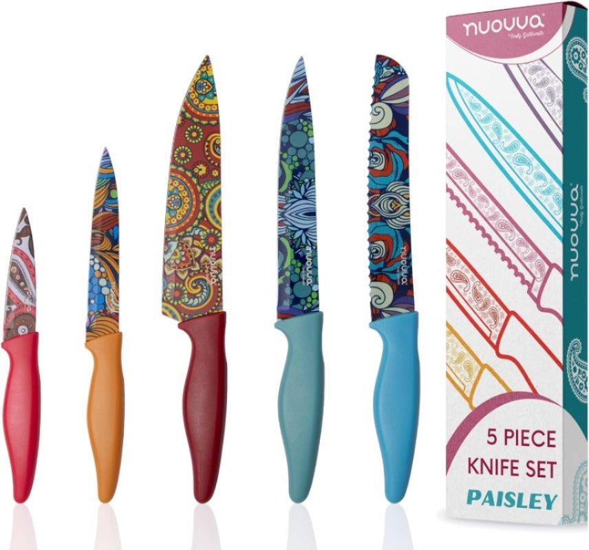 Granite Non-Stick Kitchen Knife Set 5pcs - Multiple Colours, by Nuovva