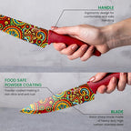 Paisley Pattern Granite Non-Stick Kitchen Knife Set 5pcs, by Nuovva