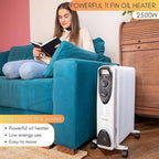 2500W Energy Efficient Electric Heater with 3 Heat Settings - 11 Fin