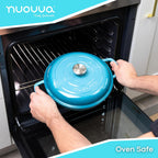 Light Blue Shallow Cast Iron Dutch Oven Casserole Pot - 2.2L - 26cm, by Nuovva