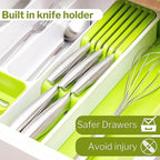 Lime Green Expandable Cutlery Drawer Organiser Divider, by Nuovva