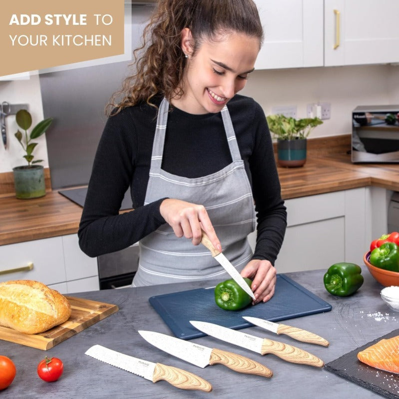 Granite Non-Stick Kitchen Knife Set 5pcs - Multiple Colours, by Nuovva