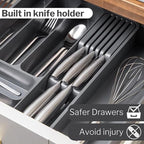 Shaded Grey Expandable Cutlery Drawer Organiser  Divider, by Nuovva