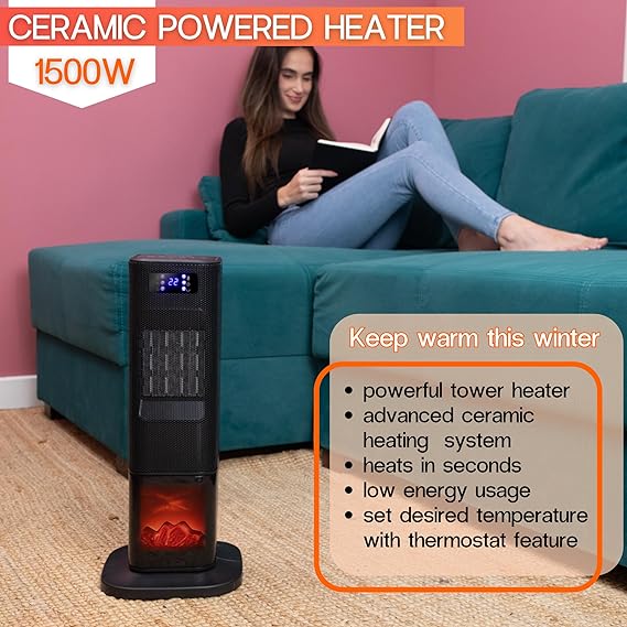Energy Efficient Electric Heater with  Fireplace Display