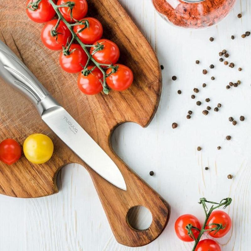 Stainless Steel Kitchen Knife Set with Rotating Block 7-Piece Set, by Nuovva