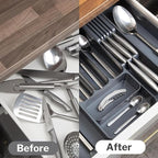 Shaded Grey Expandable Cutlery Drawer Organiser  Divider, by Nuovva