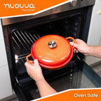 Shallow Cast Iron Dutch Oven Casserole Pot - 2.2L - 26cm, (Multiple Colours) by Nuovva