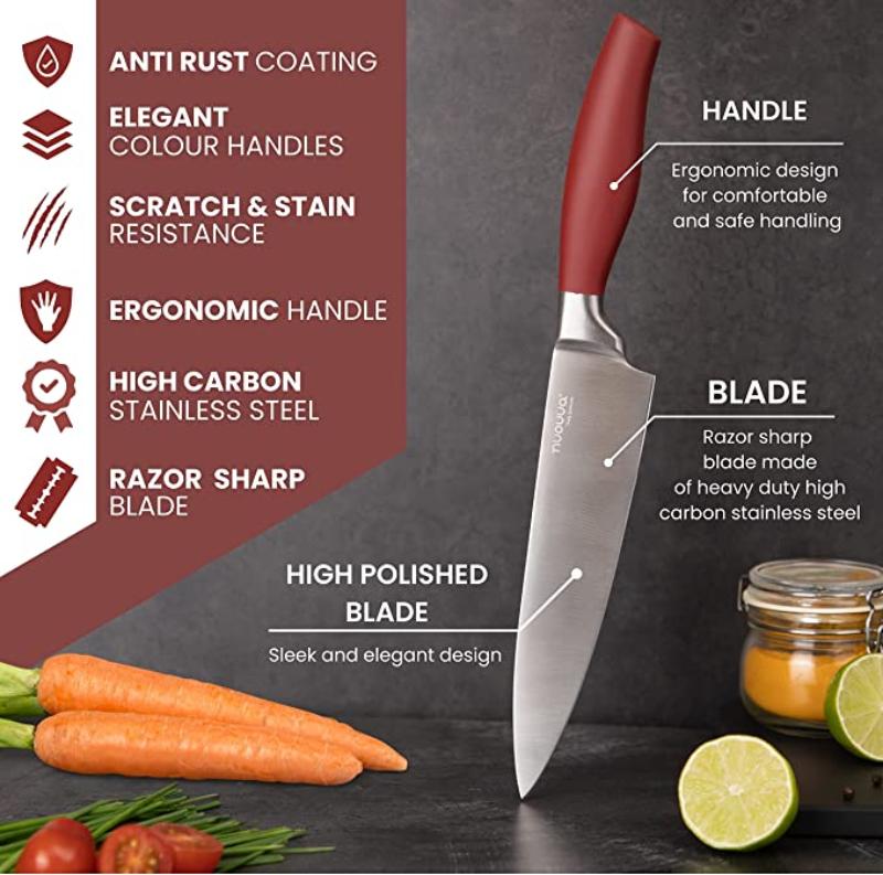 Kitchen Knife Set with Rotating Block 7-Piece Set (Multiple Colours) by Nuovva