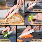 Granite Non-Stick Kitchen Knife Set 5pcs - Multiple Colours, by Nuovva