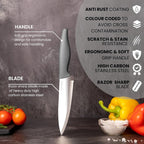 Grey Kitchen Knife Set, Stainless Steel Non-Stick Blades - 3 pieces, by Nuovva