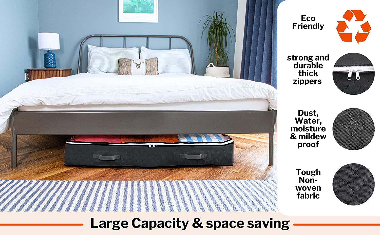 Underbed Storage Bags/Organiser | 75L [Multiple Colours], [3 Pcs, 5Pcs]