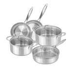 8Pcs Stainless Steel Cookware Set with Glass Lids – Induction Ready – By Nuovva