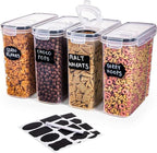 Airtight BPA-Free Cereal Food Storage Containers 2.5L - 4Pcs, by Nuovva