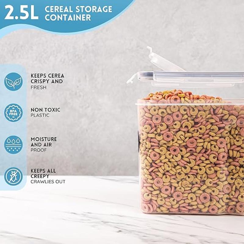 Airtight BPA-Free Cereal Food Storage Containers, 2.5L - 8Pcs, by Nuovva
