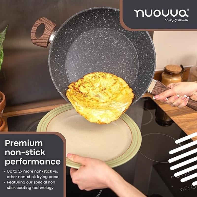 Marble Granite Induction Non-Stick Sauté Pan With Lid – 28cm, by Nuovva