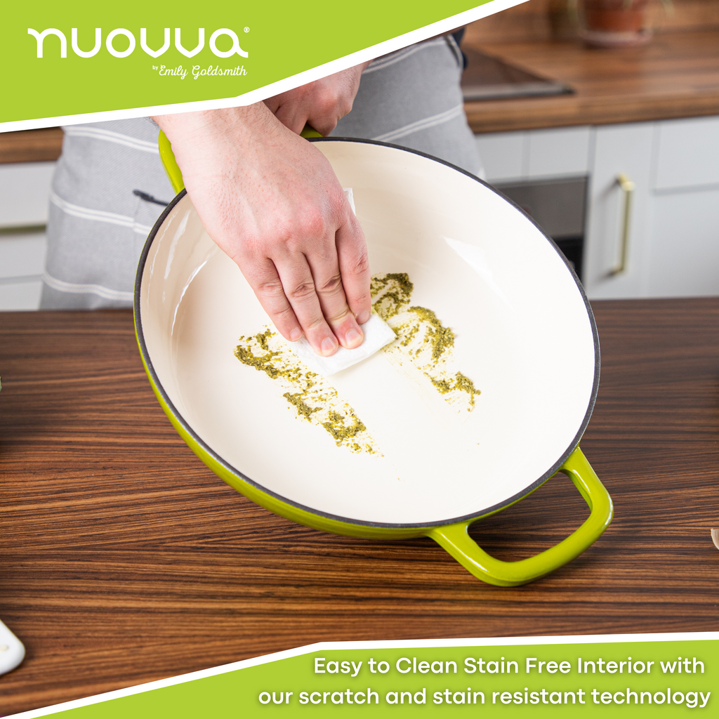 Shallow Cast Iron Dutch Oven Casserole Pot - 3.9L - 30cm (Multiple Colours) by Nuovva