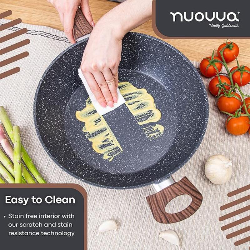 Induction Non-Stick Sauté Pan With Lid - 28cm( Multiple Colours) by Nuovva