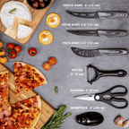 Professional Kitchen Knife Set with Acrylic Block - 17 Pieces (Multiple Colours), by Nuovva