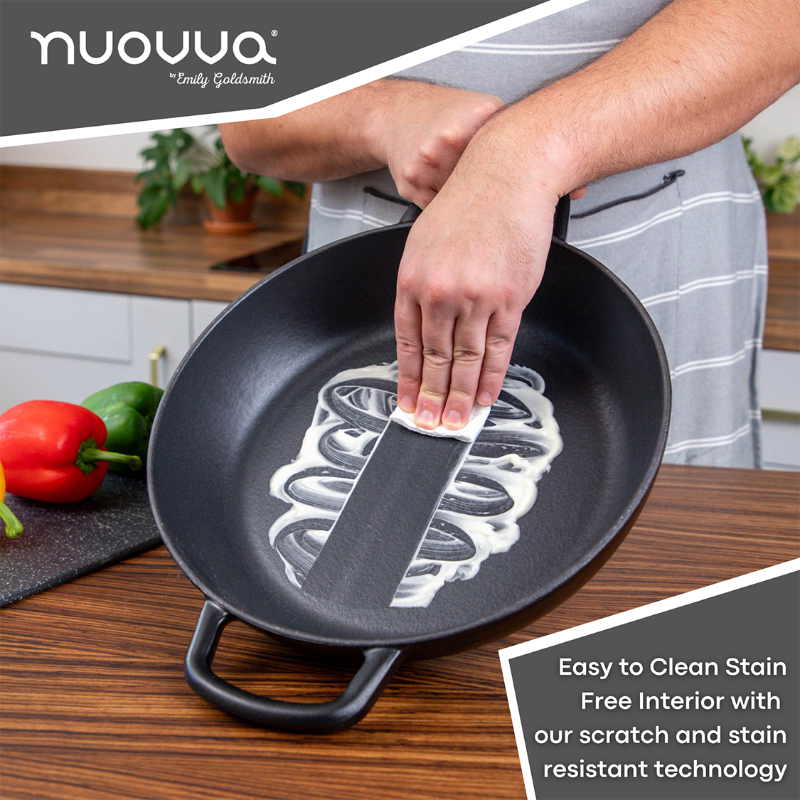 Shallow Cast Iron Dutch Oven Casserole Pot (Multiple Colours & Sizes) by Nuovva