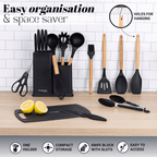 17pcs Kitchen Utensil & Knife Set with Block & Chopping Board (Multiple Colours) - By Nuovva