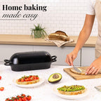 Black Enamelled Cast Iron Bread Loaf Pot, Non-Stick Dutch Oven - 32x14cm, by Nuovva