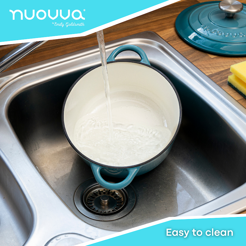 Light Blue Cast Iron Dutch Oven with Lid, Casserole Pot - 24cm -4.7L