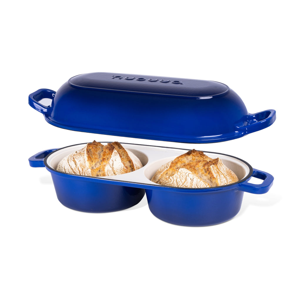 Cast Iron Dutch Oven – Double Round Bread Loaf Pot – 16cm Diameter, (Multiple Colours), by Nuovva