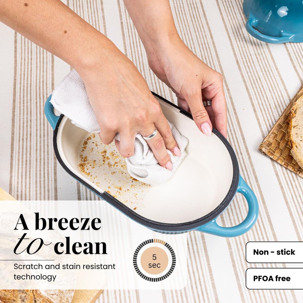 Enamelled Cast Iron Bread Loaf Pot – 22.5 × 14cm, Dutch Oven (Multiple Colours), by Nuovva