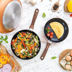 Copper Frying Pan Set for Induction, Gas & Electric Hob (3 Piece) by Nuovva