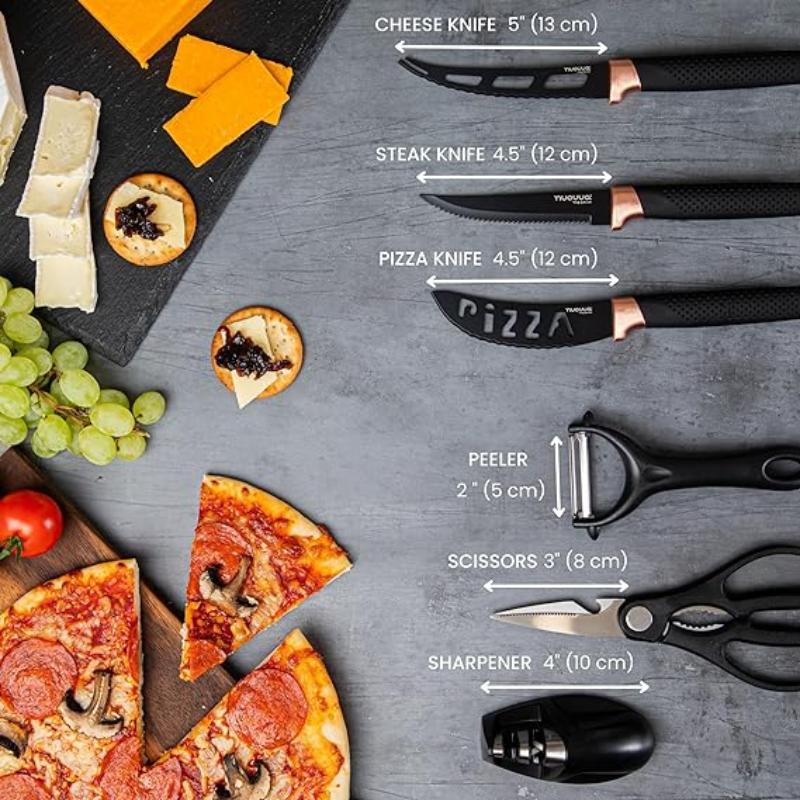 Professional Kitchen Knife Set with Acrylic Block - 17 Pieces (Multiple Colours), by Nuovva