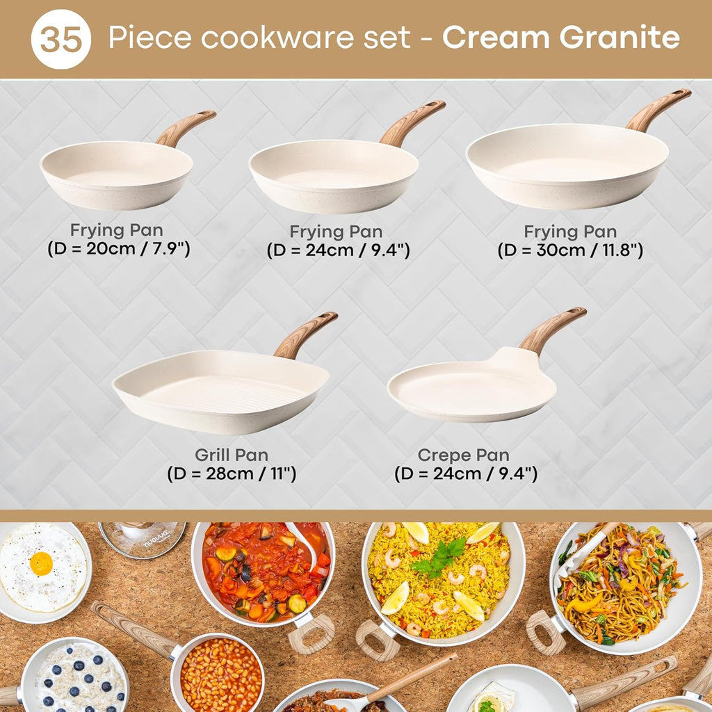 35pcs Kitchen Cookware & Kitchen Knife Set (Multiple Colours)