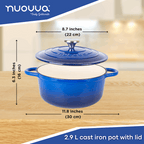 Enamelled Cast Iron Casserole Pot - 22cm - 2.9L (Multiple Colours)