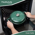 Shallow Cast Iron Dutch Oven Casserole Pot - 2.2L - 26cm, (Multiple Colours) by Nuovva