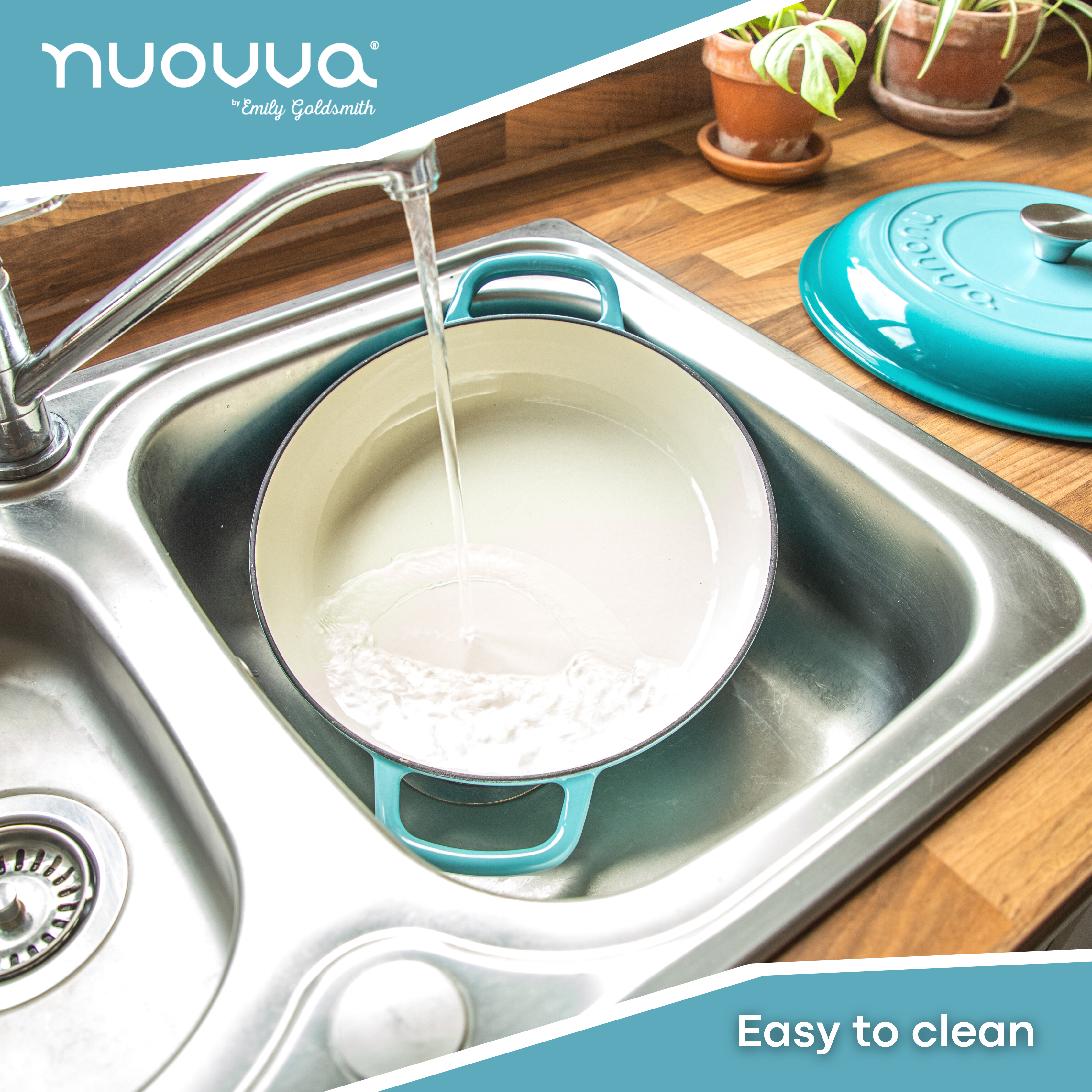 Shallow Cast Iron Dutch Oven Casserole Pot - 3.9L - 30cm (Multiple Colours) by Nuovva