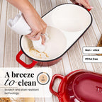 Red Enamelled Cast Iron Dutch Oven, Double Loaf Bread Pan, 16cm, By Nuovva