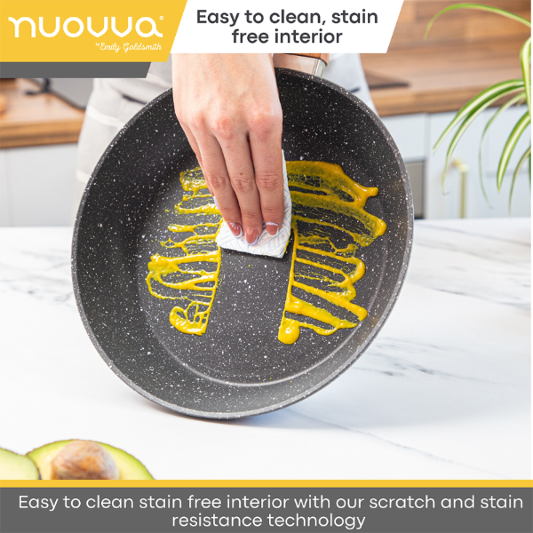 Grey Granite Kitchen Cookware Set with Lids - 5-Pieces