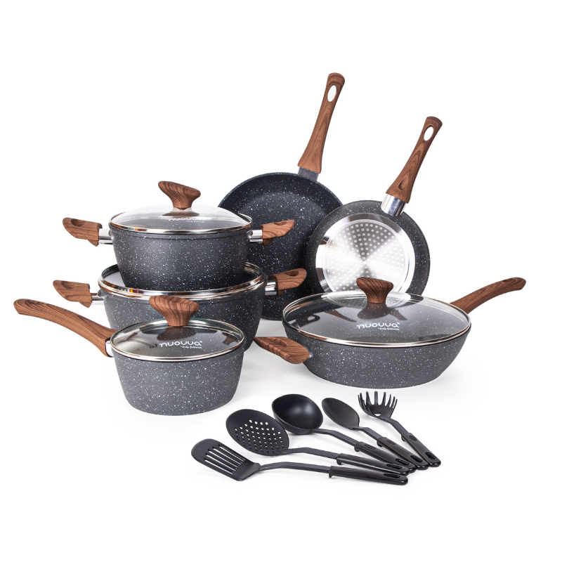 Granite Kitchen Cookware Set with Lids - 15-Pieces