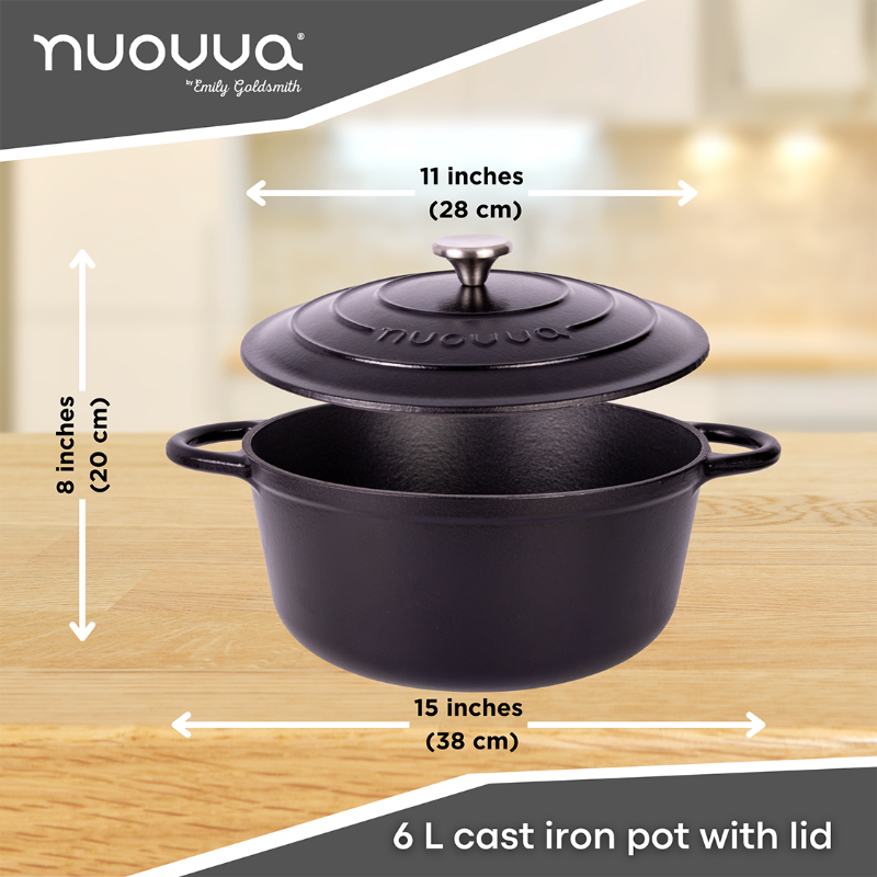 Enamelled Cast Iron Casserole Pot - 28cm - 6L (Multiple Colours Available)