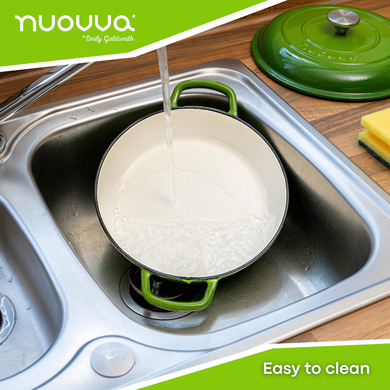 Shallow Cast Iron Dutch Oven Casserole Pot - 2.2L - 26cm, (Multiple Colours) by Nuovva