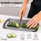 17pcs Grey Kitchen Utensil & Knife Set with Block & Chopping Board, By Nuovva
