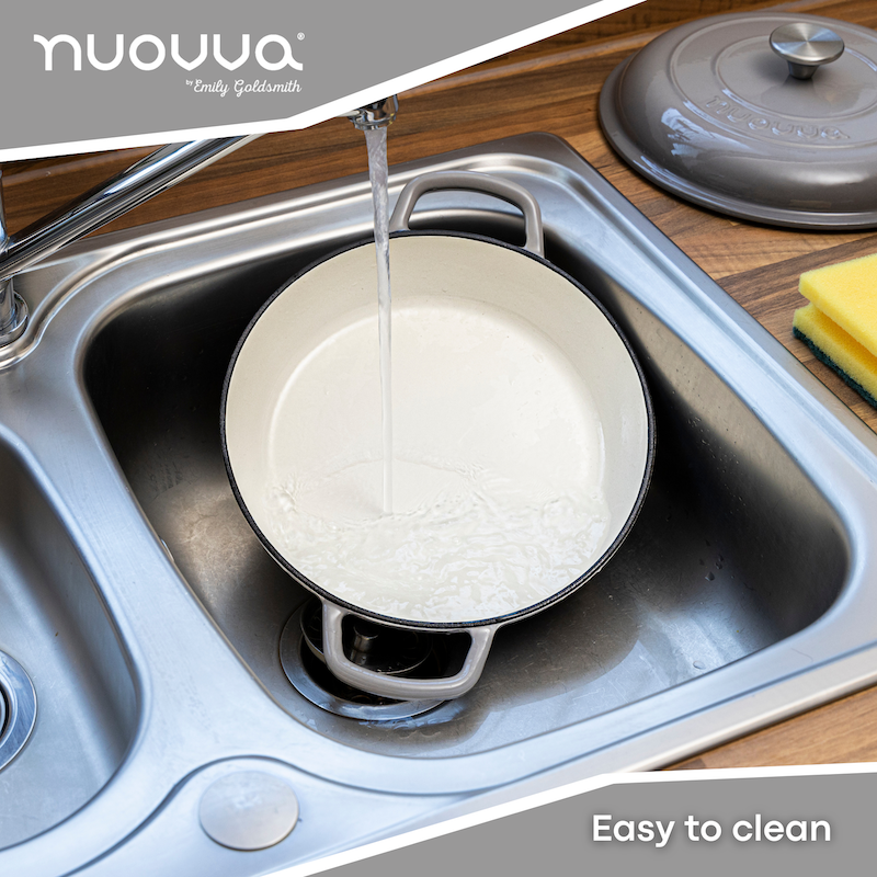 Shallow Cast Iron Dutch Oven Casserole Pot (Multiple Colours & Sizes) by Nuovva