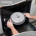 Shallow Cast Iron Dutch Oven Casserole Pot - 2.2L - 26cm, (Multiple Colours) by Nuovva