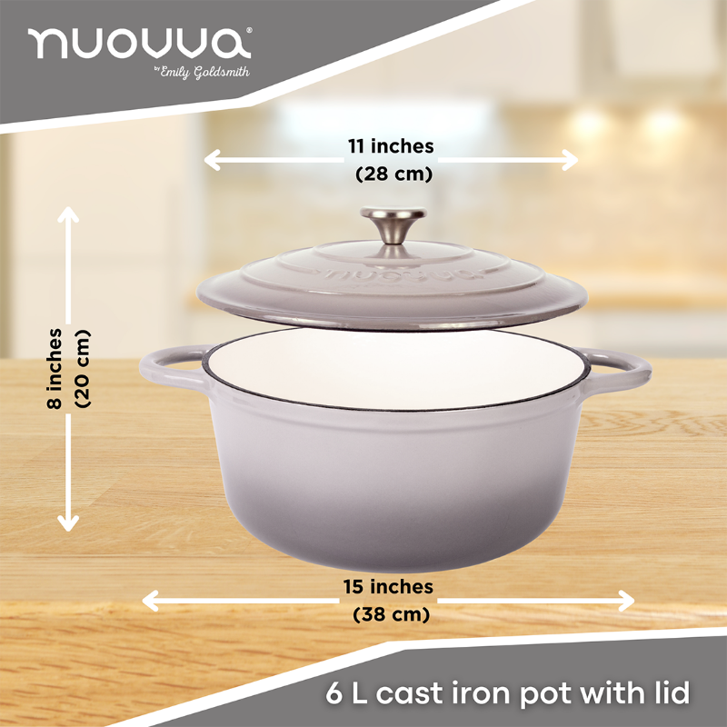 Enamelled Cast Iron Casserole Pot - 28cm - 6L (Multiple Colours Available)
