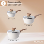 Cream Granite Non-Stick Saucepan Set with Lids (2 pieces / 3 pieces) by Nuovva